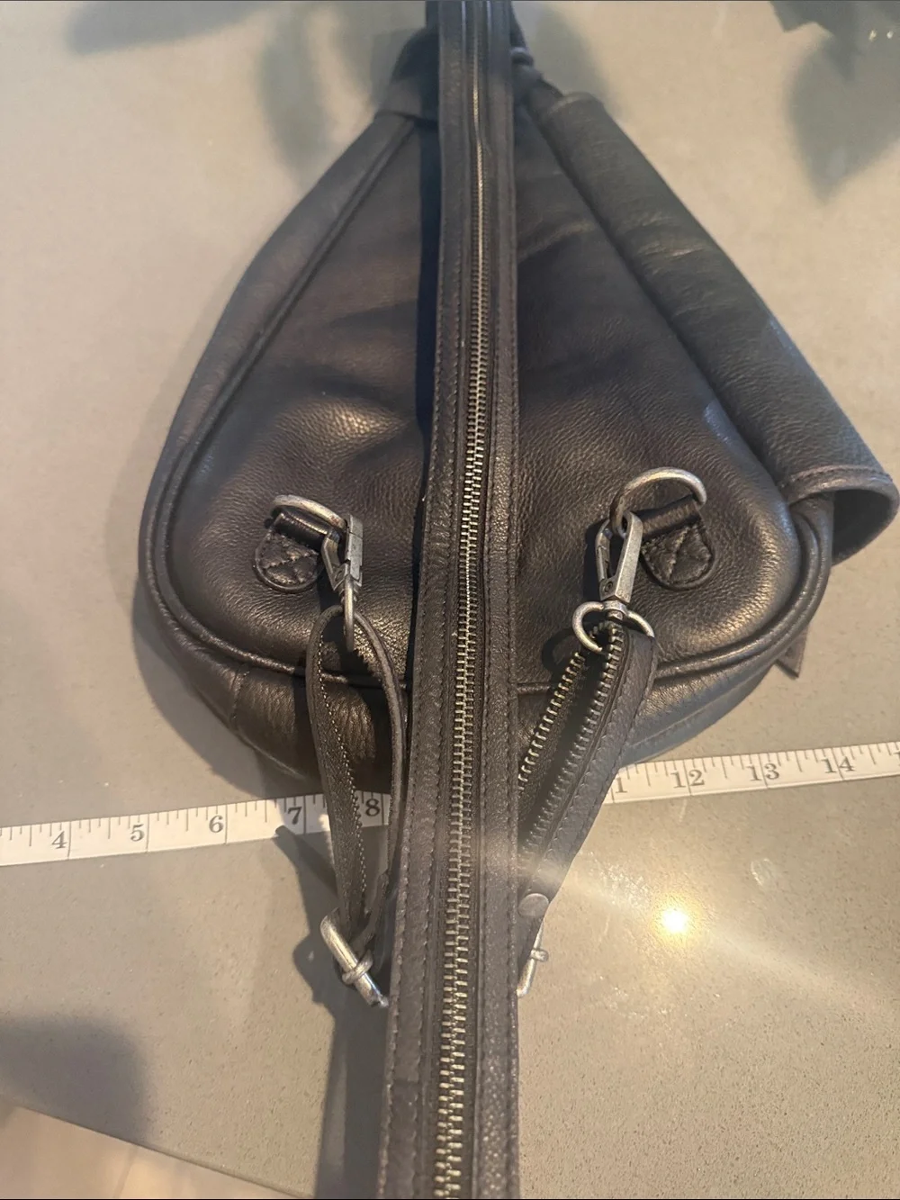 Free People black Leather Sling Belt Bag with Buckle - Picture 7 of 9
